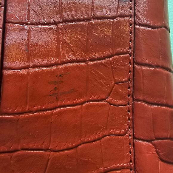 Kate Spade New York Leather Croc Embossed Tote Shoulder Handbag Red/Orange - Picture 6 of 14